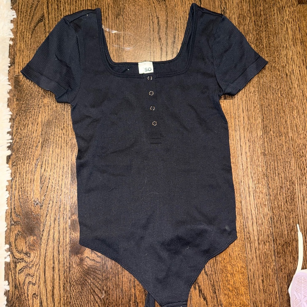 SO Black Bodysuit with Short Sleeves